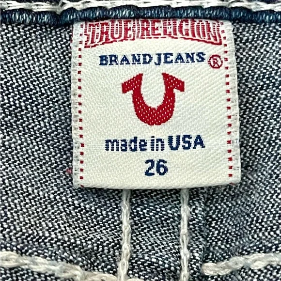 Women’s 26x34 True Religion Becky Rainbow Lovestruck Dark Denim Jeans - Picture 6 of 8